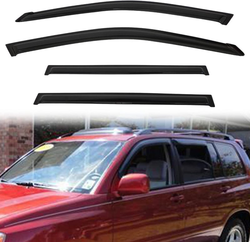 PLDDE Rain Guards Compatible with 2001-2007 Highlander Tape-On Side Window Visor Wind Deflector Vent Visors Car Accessories 4pcs - Image 1